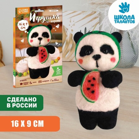 A toy made of wool "Panda with a watermelon"-1