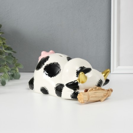 Копилка керамика "Коровка на сене" 18,5х10,8х9,7 см-3