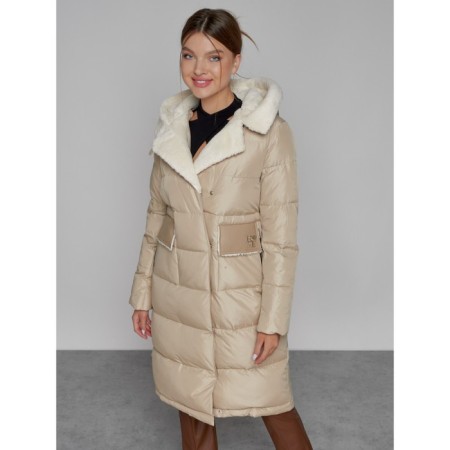 Coat insulated winter female, size 52, beige color-8
