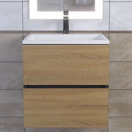 Tumbling under the Uperwood Barsa sink, 50 cm, suspended, black/oak sonoma-6