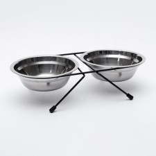 A set of 2 bowls on a stand, 2 x 500 ml, black stand