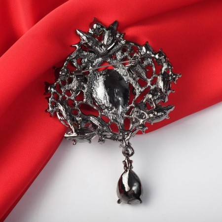 Brooch "Imperial", blue color in gray metal-2