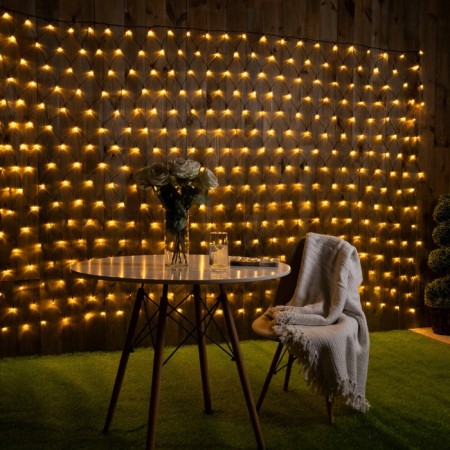 Garland "Network" 2 × 3 m, IP44, UMS, dark thread, 384 LED, warm white glow, 220 V