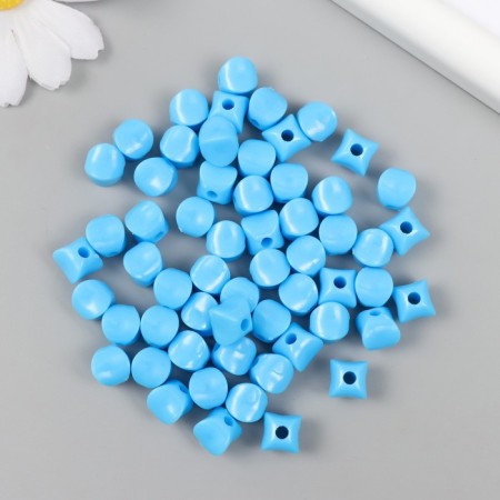 Beads for creativity plastic "Cube with flattened edges" Blue set 25-30 g d = 0.8 cm-1