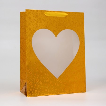 Package Hologography with the window "Heart", "Golden", l 40 x 30 x 13 cm