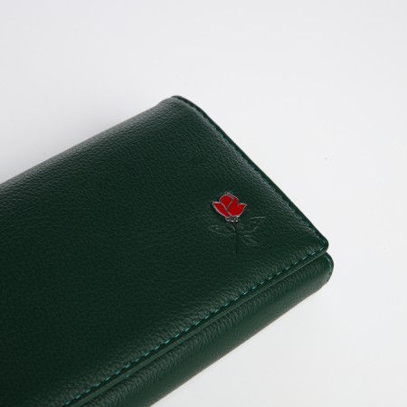 Women's wallet on a magnet, the color is dark green-2