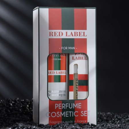 Gift set of men's Red Label, shower gel 250 ml, perfume water, 30 ml