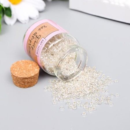 12/0 round beads in the bottle "White" transparent-color 20 g-1