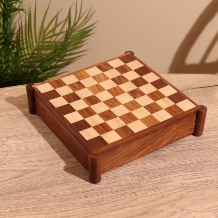 Board game 3V1 (chess + domino + cubes), board 20x20 cm, tree shisham-1
