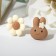Earrings plastic "Bunny and Flower", white-brown color in silver