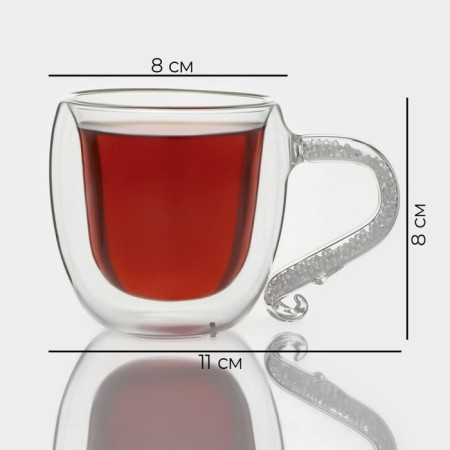 Glass mug with double walls Magistro "Diamond", 200 ml-4
