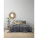 Gray cotton cover with a decorative line of Ethnic, size 230x250 cm