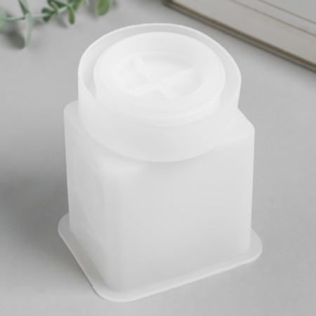 Mold Silicon "Square Bank" with a lid 9.3x9.3x11.8 cm