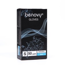 Nitro -vinyl gloves Benovy nitrovinyl are smooth, blue, s, 50 pairs in packaging