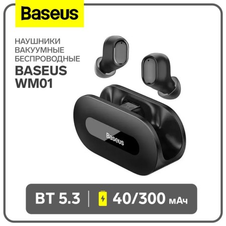 Wireless headphones Baseus EZ10, vacuum, BT 5.3, 40/300 mAh, black