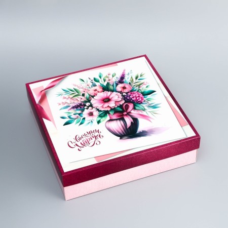 The box is folding, the lid is, “Bouquet of flowers”, 30 x 30 x 8 cm without a window-2