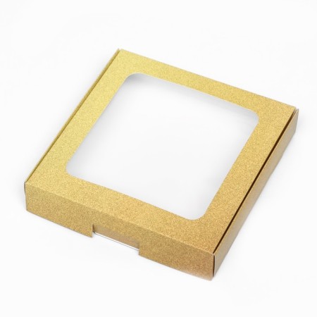 Self -charged box, with a window, gold, 16 x 16 x 3 cm-1