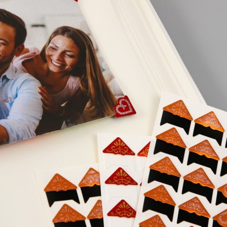 A set of corners with a pocket for photos 24 corners "with glitter" mix 12.5x9 cm-5