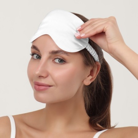 Silk sleep mask, 20 × 10 cm, elastic band is single, white color-6