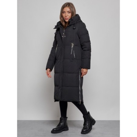 Coat insulated winter female, size 42, black color-7