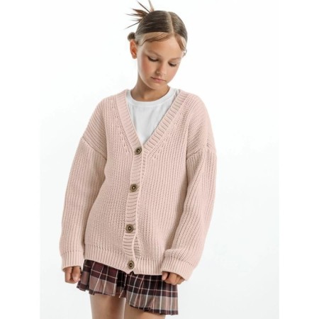 Cardigan for girls, height 122 cm, white-pink color-9