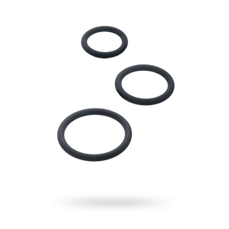 A set of erection rings Black & Red by Toyfa, silicone, black, d = 5/4/3.2 cm
