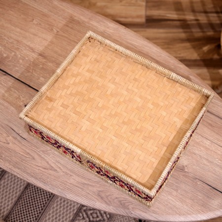 Wicker basket, from bamboo 37x30x10 cm-4