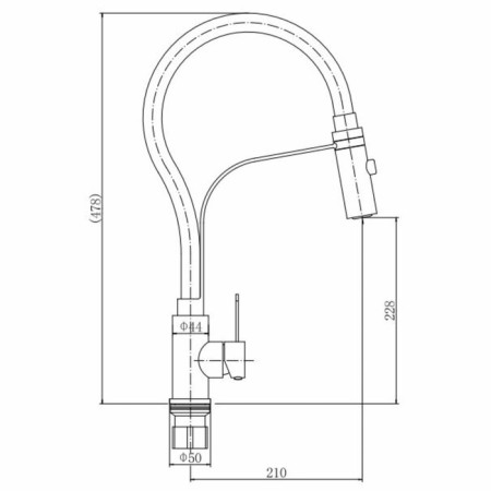 Fashun A54112-8 kitchen mixer, single-legged, flexible spout, stainless steel, satin, white-1