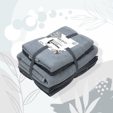 A set of towels "Bookle", size 50x80 cm - 2 pcs, 70x130 cm - 2 pcs, color gray