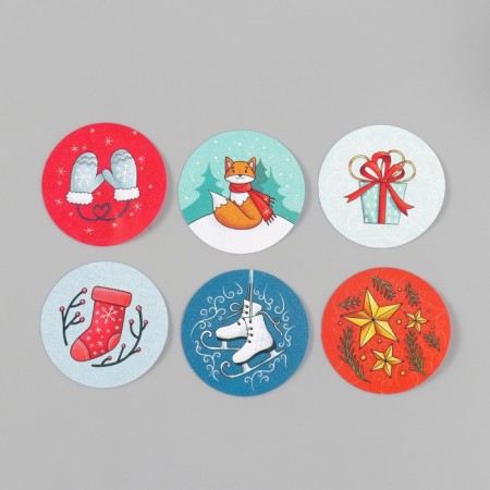 New Year Sticker Paper "Fox" d = 2.5 cm 252 pcs in the roll-5