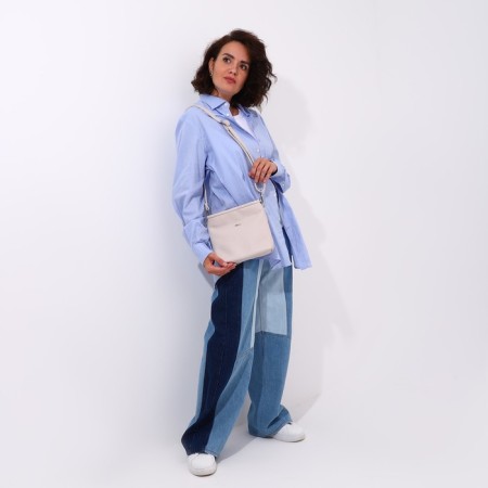 Cross-Bodi Bag on a zipper, beige color-6
