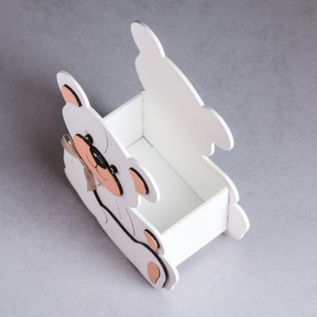 Kashpo wooden "Mishutka" Small, 13.5x7x16.5 cm, oak, white-2