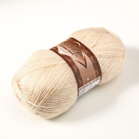 Yarn "Angora Gold Simli" 75% acrylic, 20% wool, 5% metallic 500m/100g (67 milk)-1