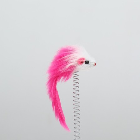 Dear for cats on a spring with a mouse (5 cm), 10.5 x 23 cm, pink-2