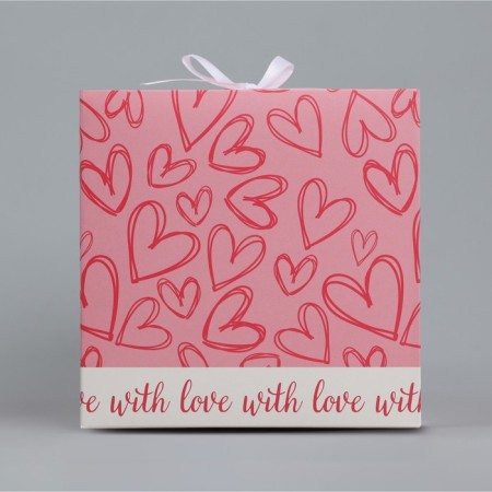 Gift folding box, packaging, “hearts”, 18 x 18 x 18 cm-3