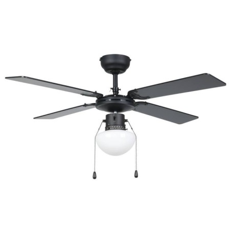 Ceiling fan with Fortaleza lamp, 60W, e27, steel, black