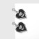 Emall earrings "heart" with tulips, white-black color in silver