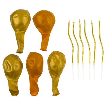 Set of candles in the cake 6 pcs. serpentine + 5 balls, gold, silver-2