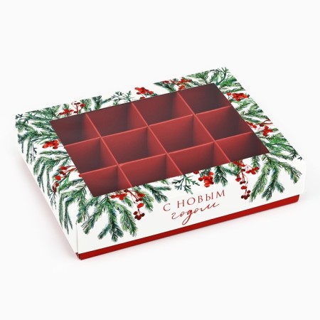 Folding box under 12 sweets "New Year's aroma", 14.4 x 18.4 x 3.8 cm, New Year-1