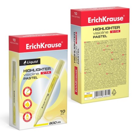 Marker Text Moker Erichkrause Liquid Visioline V-14 Pastel, 0.6-4.0 mm, water-based liquid ink, yellow-2