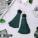 Earrings "Brushes" romance, green color in silver, brush length 10 cm