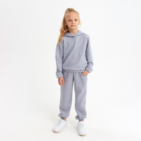Kids (hoodies, trousers) minku color light gray melange, height 152-6