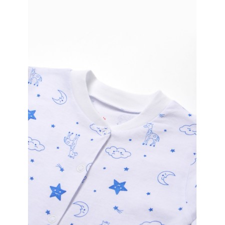 Children's overalls with open legs "Giraffes", white/blue color, height 80-1