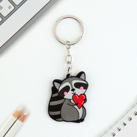 Acrylic key -keychain "Raccoon", 3.5 x 10 cm-1