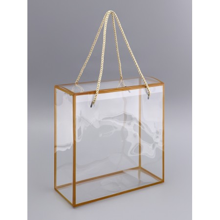 PET box with handles, gold, 25 x 25 x 10 cm