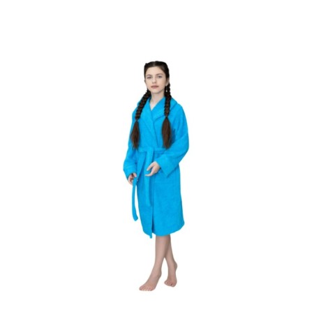 Children's robe with a hood, size 40, blue color-2