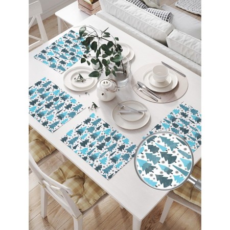 A set of napkins for setting the table "Winter in the forest", rectangular, size 32x46 cm, 4 pcs