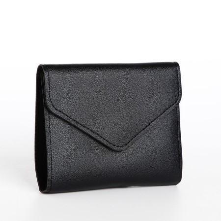 Women's wallet on the button, black color