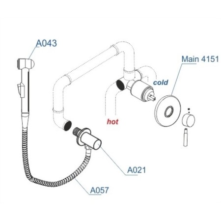 Fixer for bidet Wasserkraft A14157, with a hygienic shower, hose 120 cm, brass, chrome-2