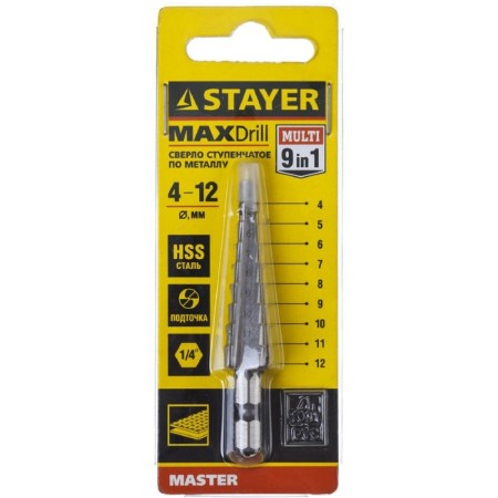 Stayer 296060-4-12-9, 4-12 mm, 65 mm, 9 steps, a hexagonal shank-1
